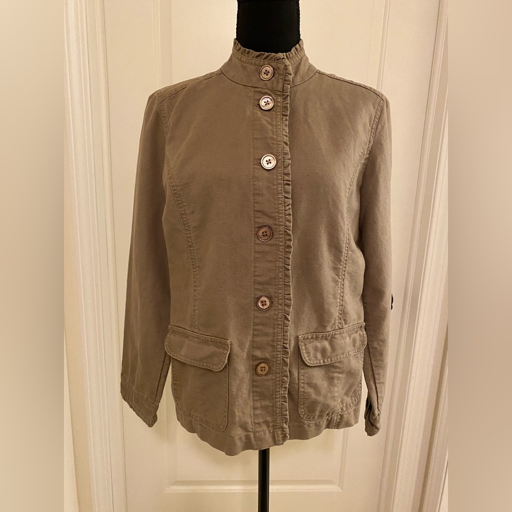 J. Jill Ruffle Linen Jacket Sz S